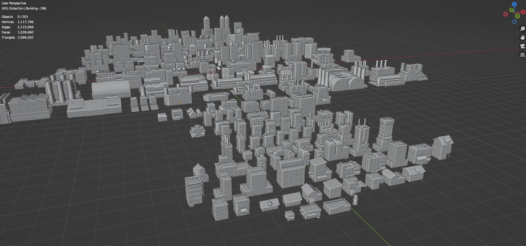 Low Poly City Buildings Pack Of 200 - Game Ready - Untextured  Low-poly 3D model_81