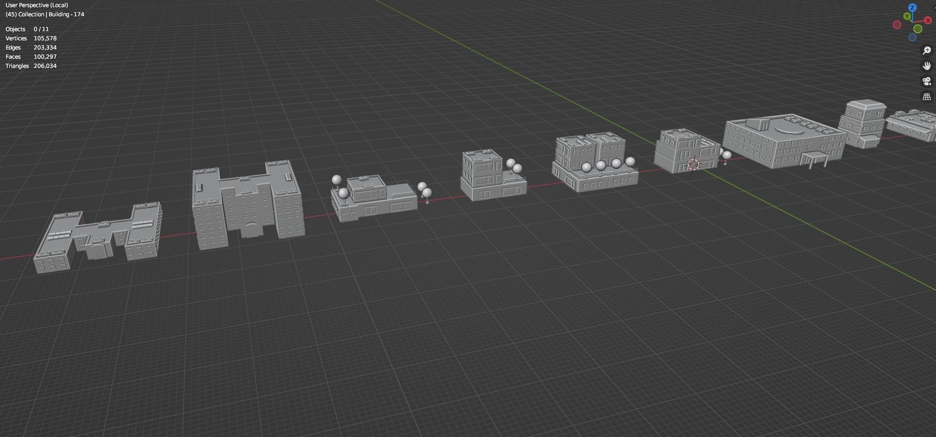 Low Poly City Buildings Pack Of 200 - Game Ready - Untextured  Low-poly 3D model_88