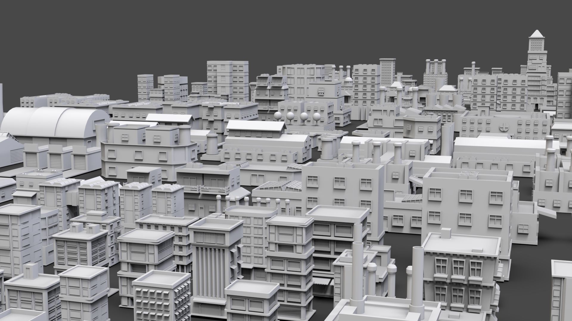 Low Poly City Buildings Pack Of 200 - Game Ready - Untextured  Low-poly 3D model_3
