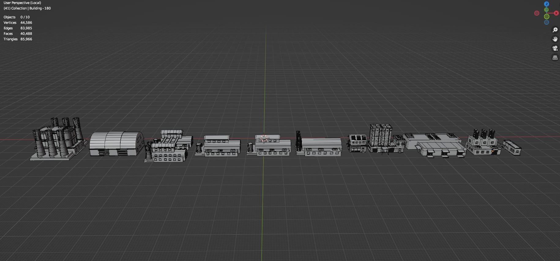 Low Poly City Buildings Pack Of 200 - Game Ready - Untextured  Low-poly 3D model_68