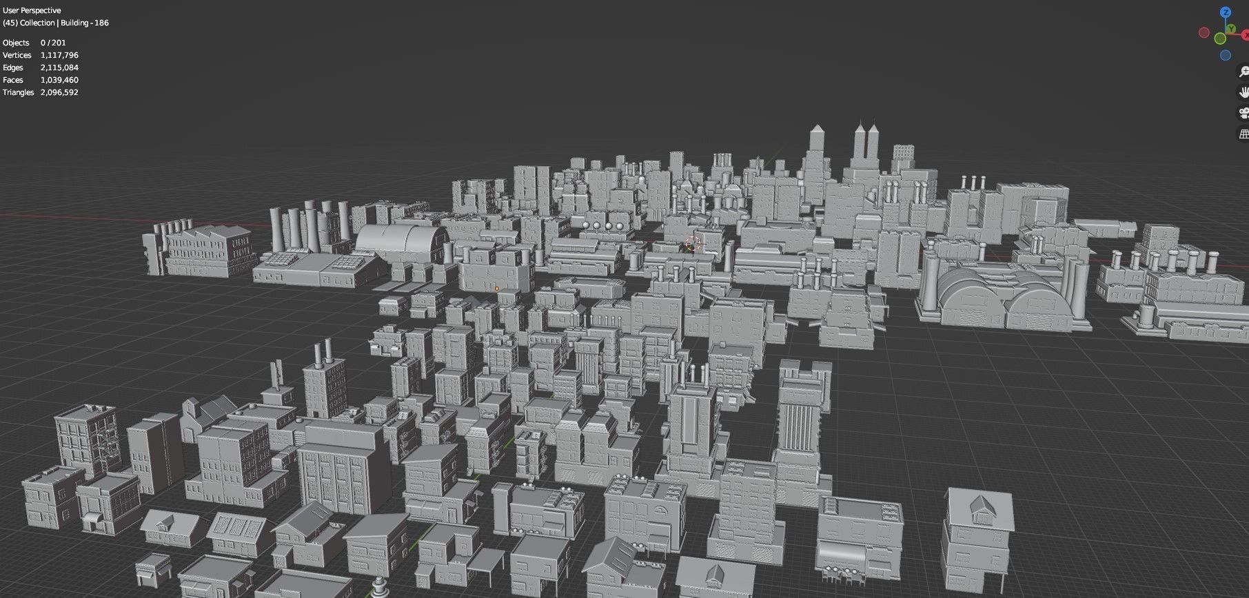 Low Poly City Buildings Pack Of 200 - Game Ready - Untextured  Low-poly 3D model_82