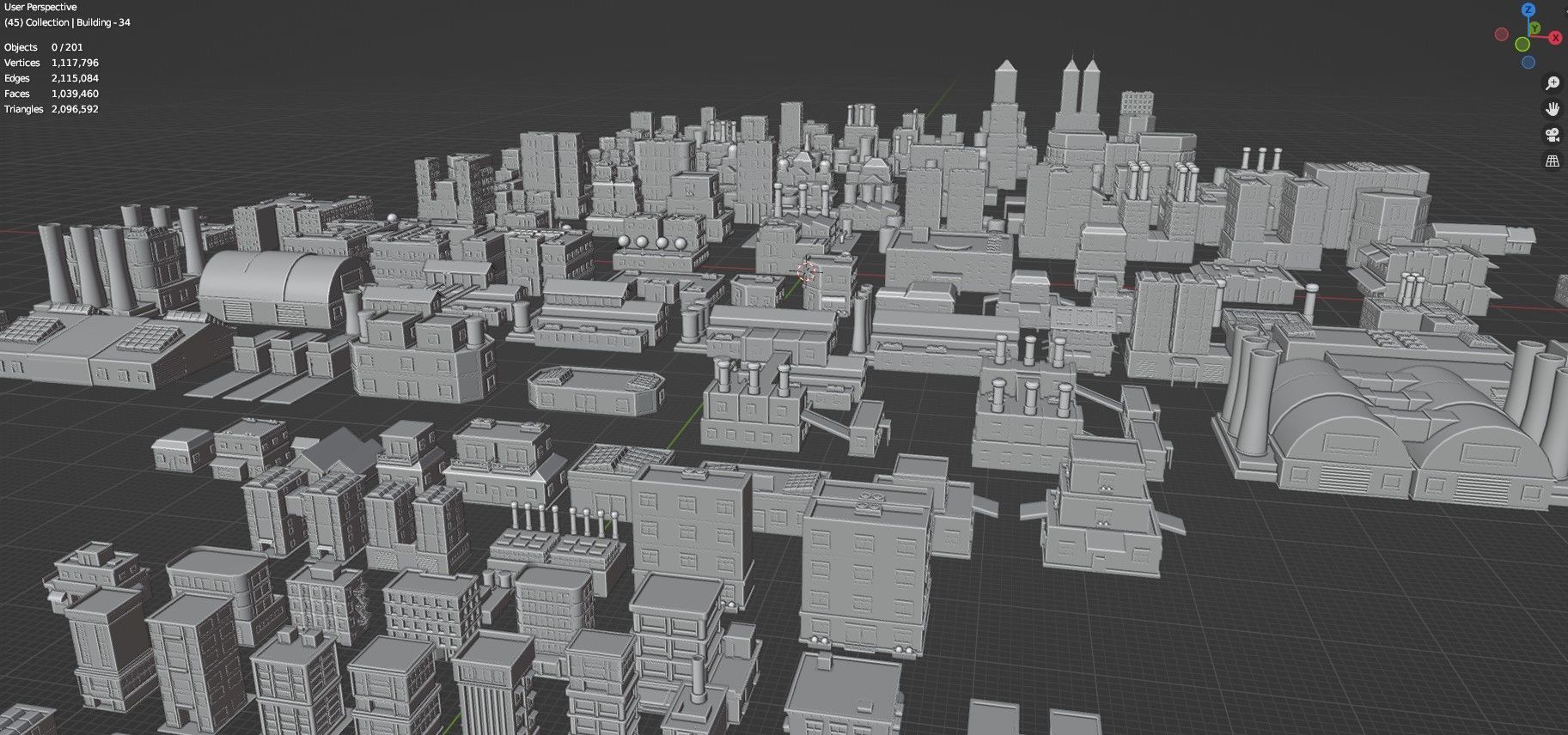 Low Poly City Buildings Pack Of 200 - Game Ready - Untextured  Low-poly 3D model_84