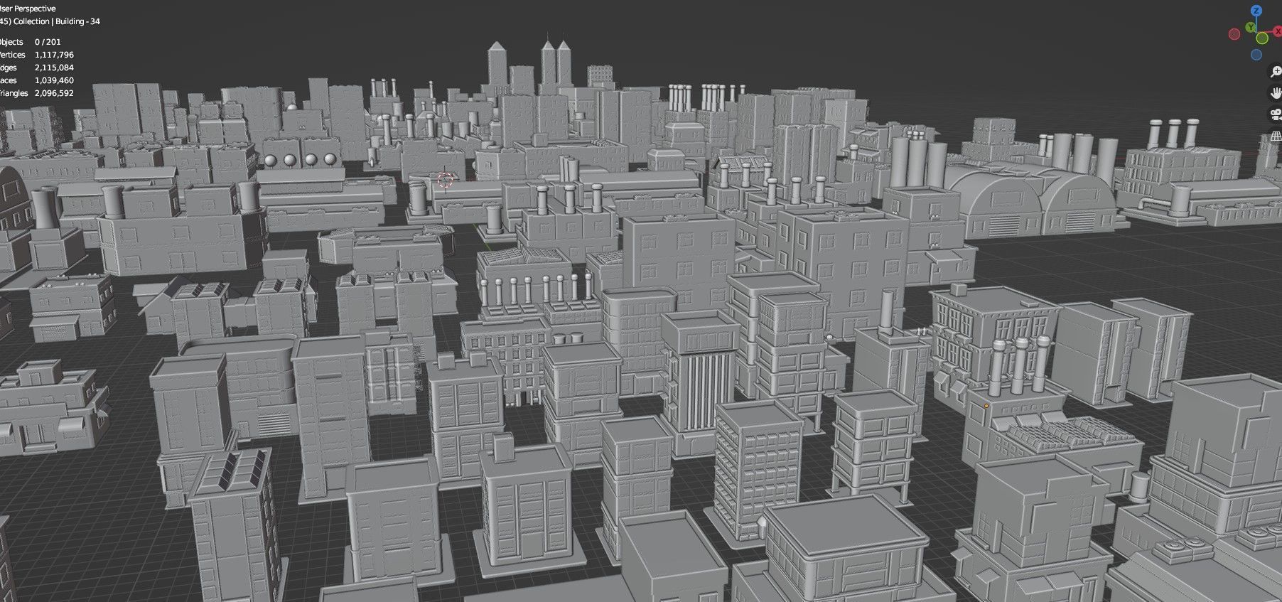 Low Poly City Buildings Pack Of 200 - Game Ready - Untextured  Low-poly 3D model_83