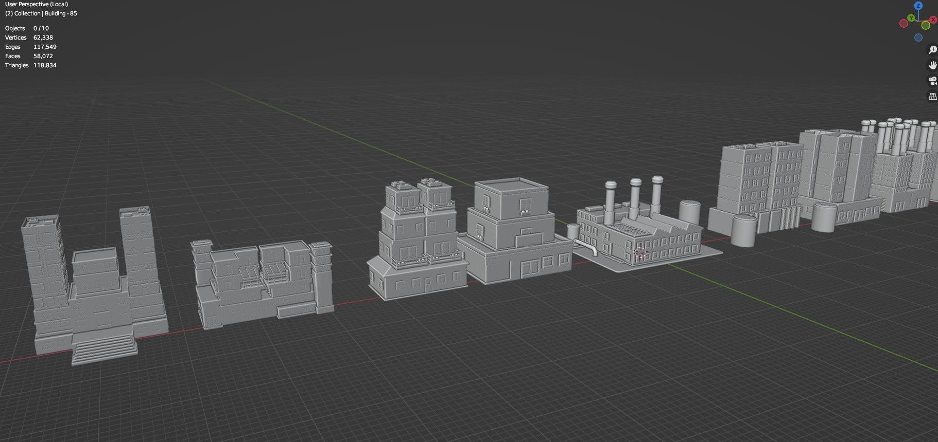 Low Poly City Buildings Pack Of 200 - Game Ready - Untextured  Low-poly 3D model_78