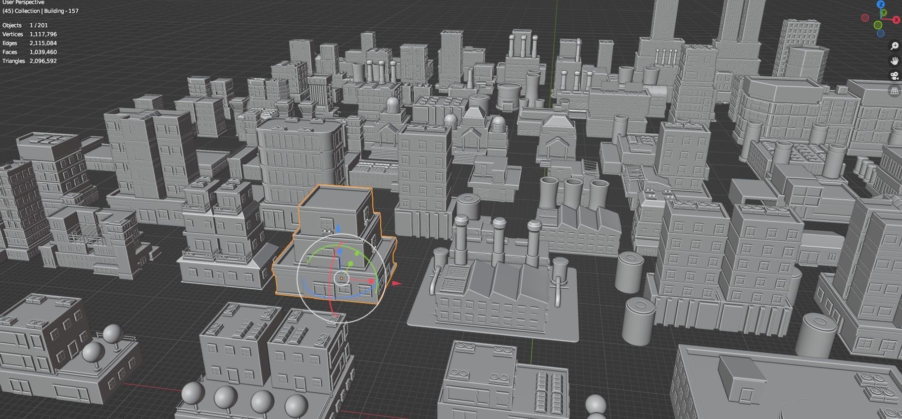 Low Poly City Buildings Pack Of 200 - Game Ready - Untextured  Low-poly 3D model_85