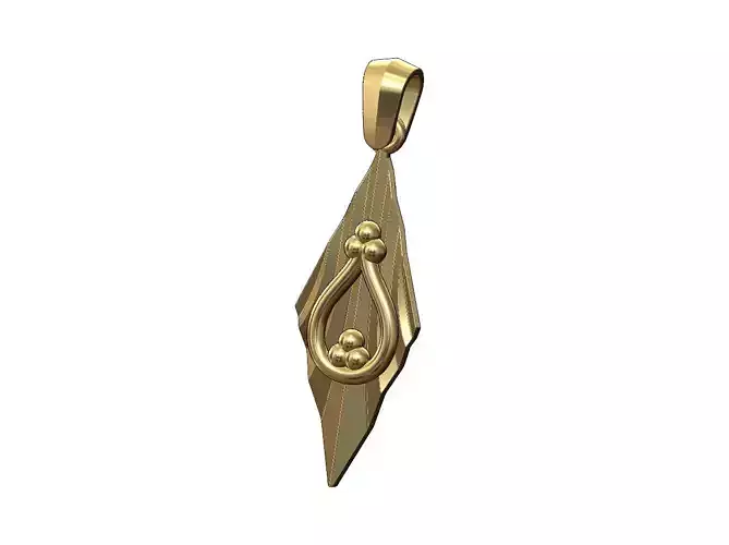 Ribbed bead crown art deco vintage pendant charm