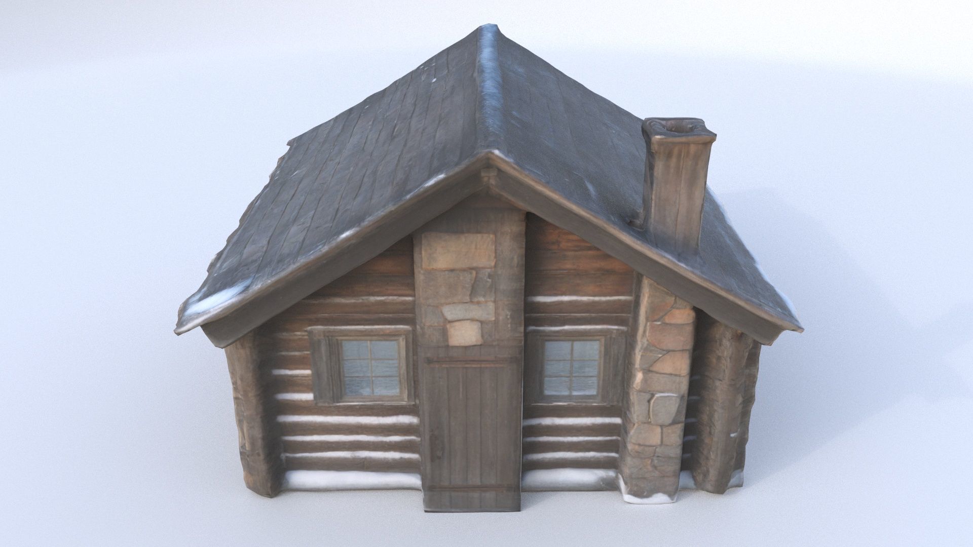 cottage canadian winter 3D model_4