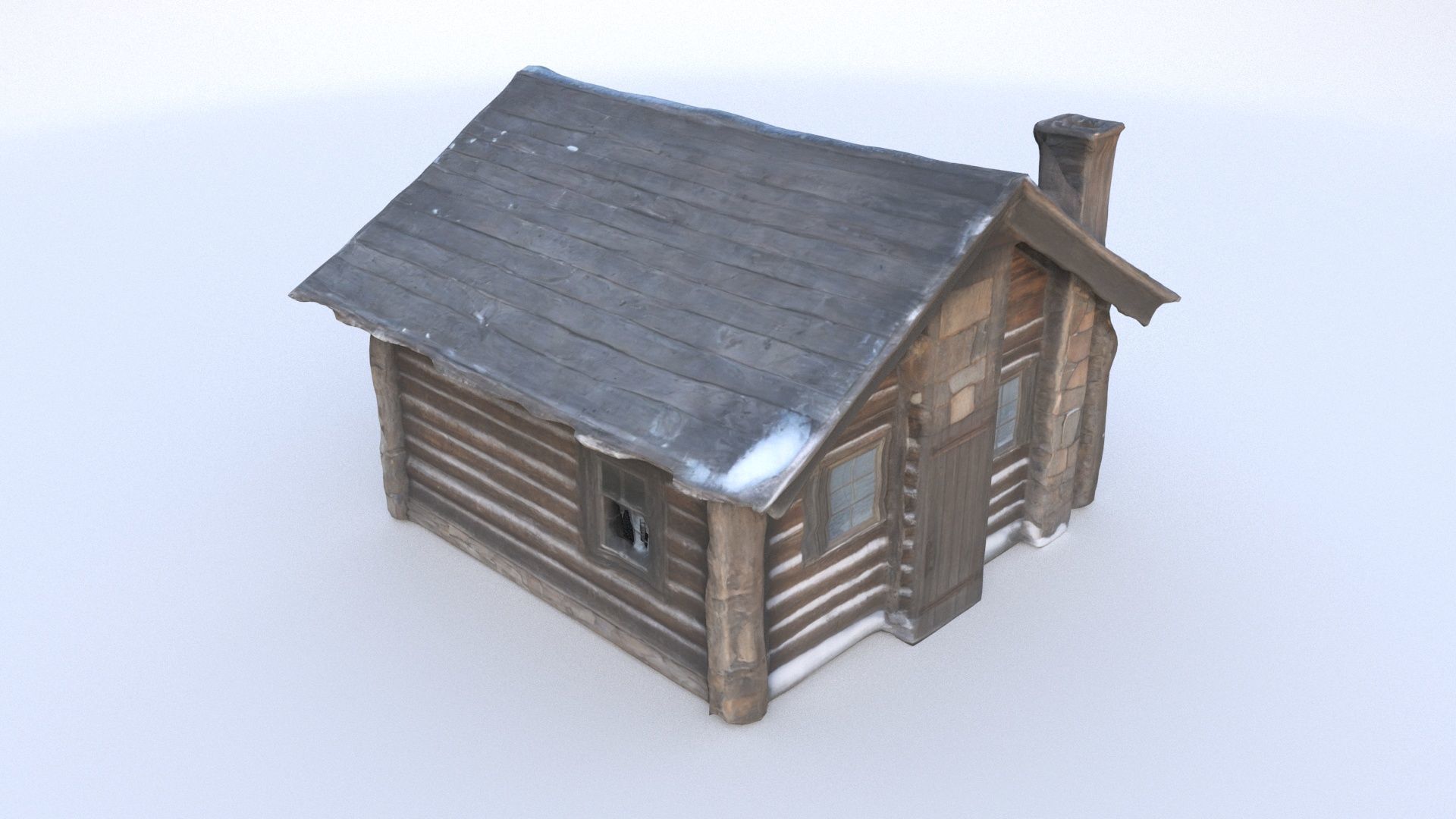 cottage canadian winter 3D model_3