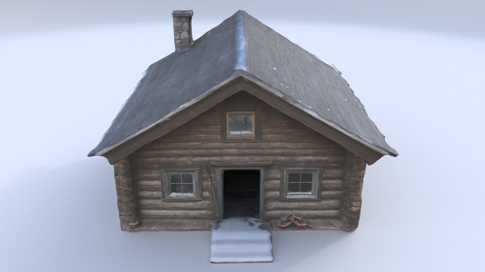 cottage canadian winter 3D model_1