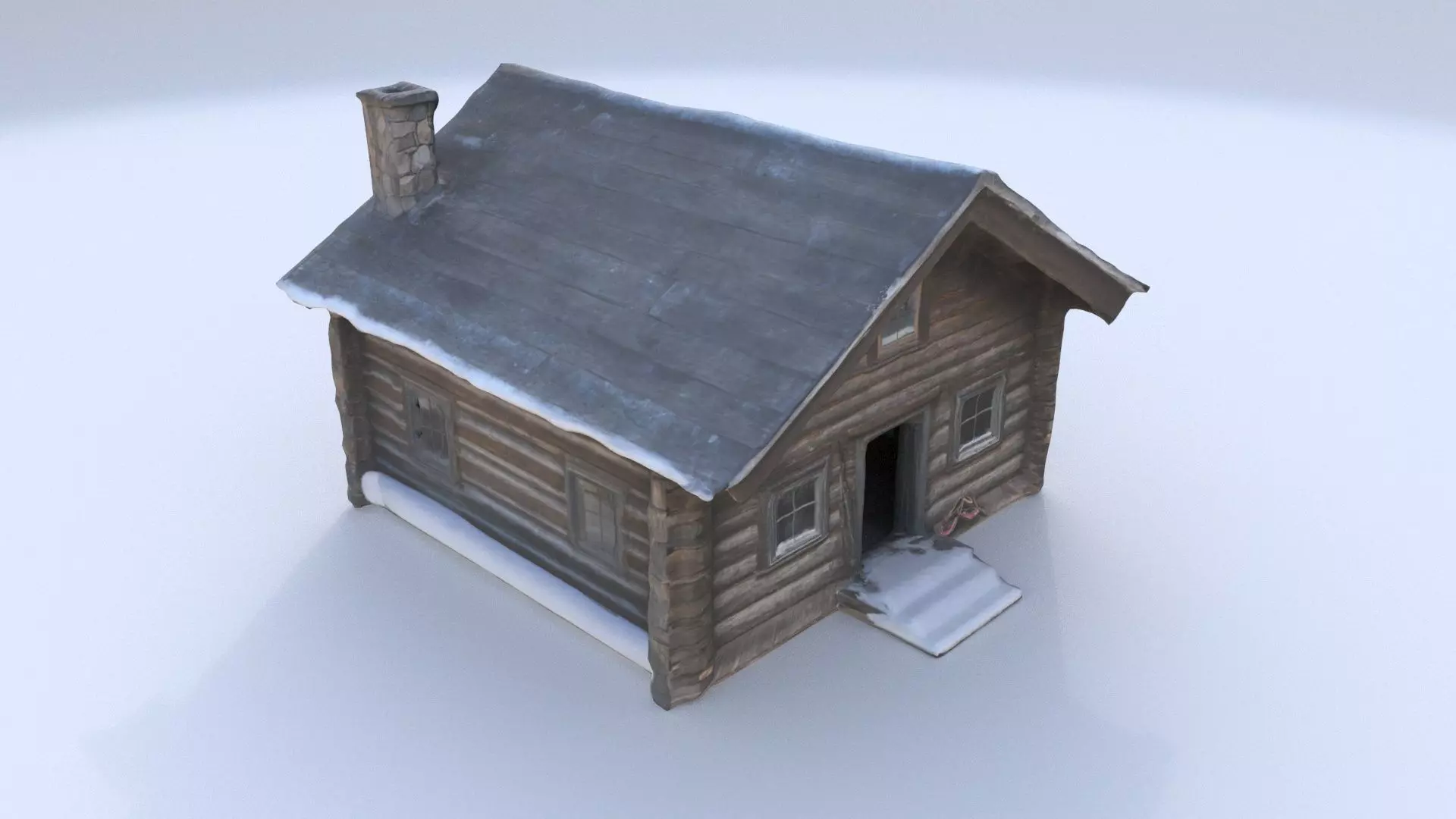 cottage canadian winter 3D model_0