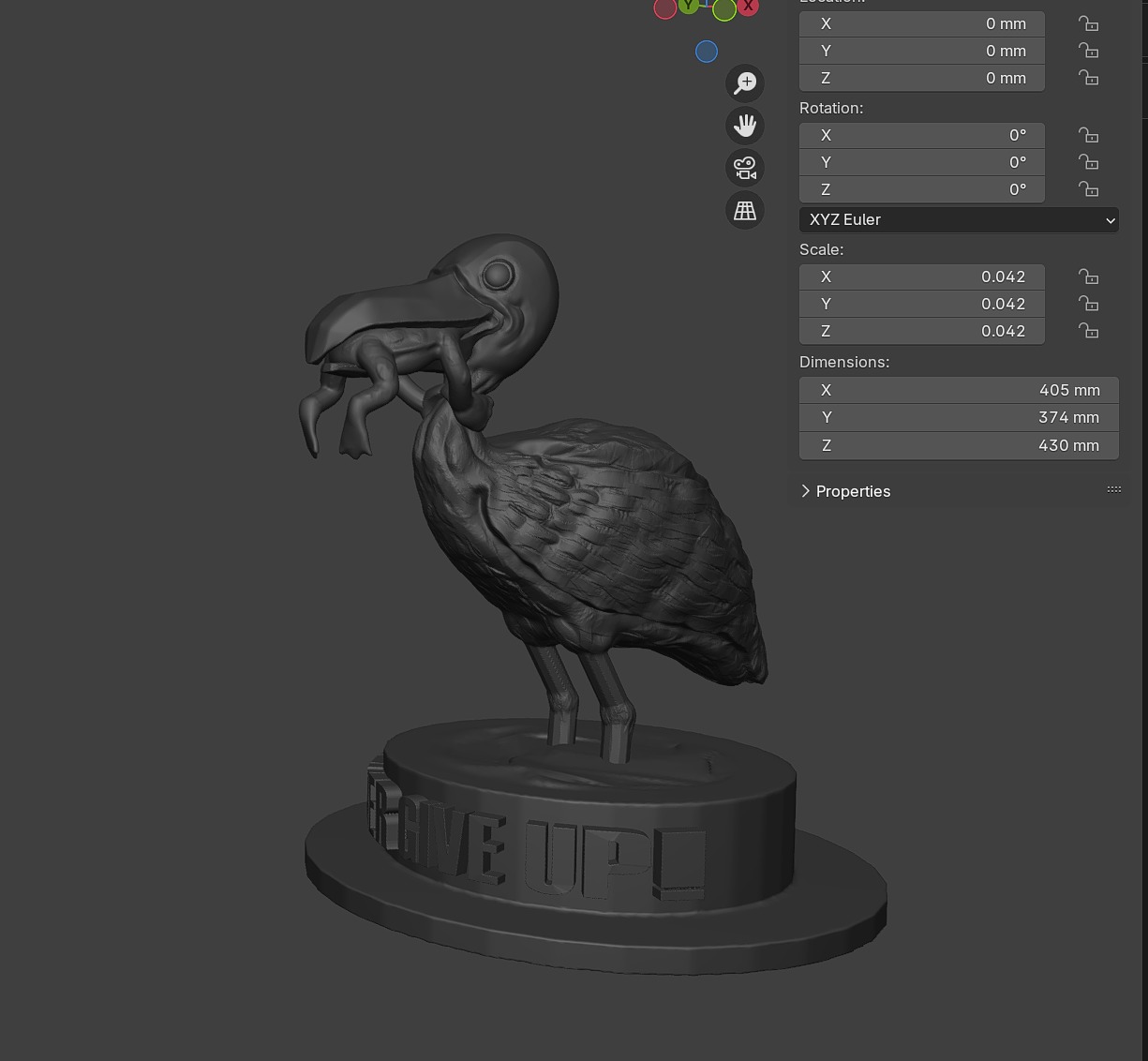 NEVER GIVE UP ART TOAD AND BIRD 3D model_4