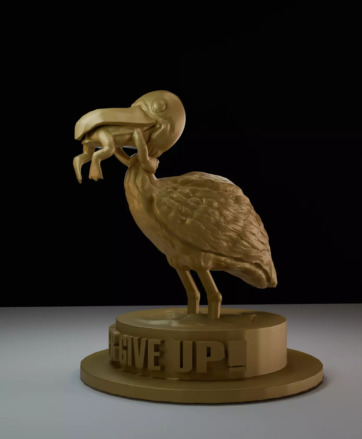 NEVER GIVE UP ART TOAD AND BIRD 3D model_0