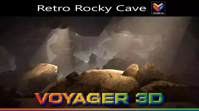Retro Rocky Cave Low-poly 3D model