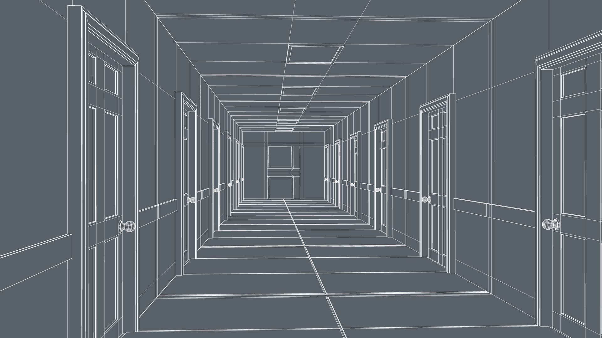 Hotel Corridor Low-poly 3D model_8