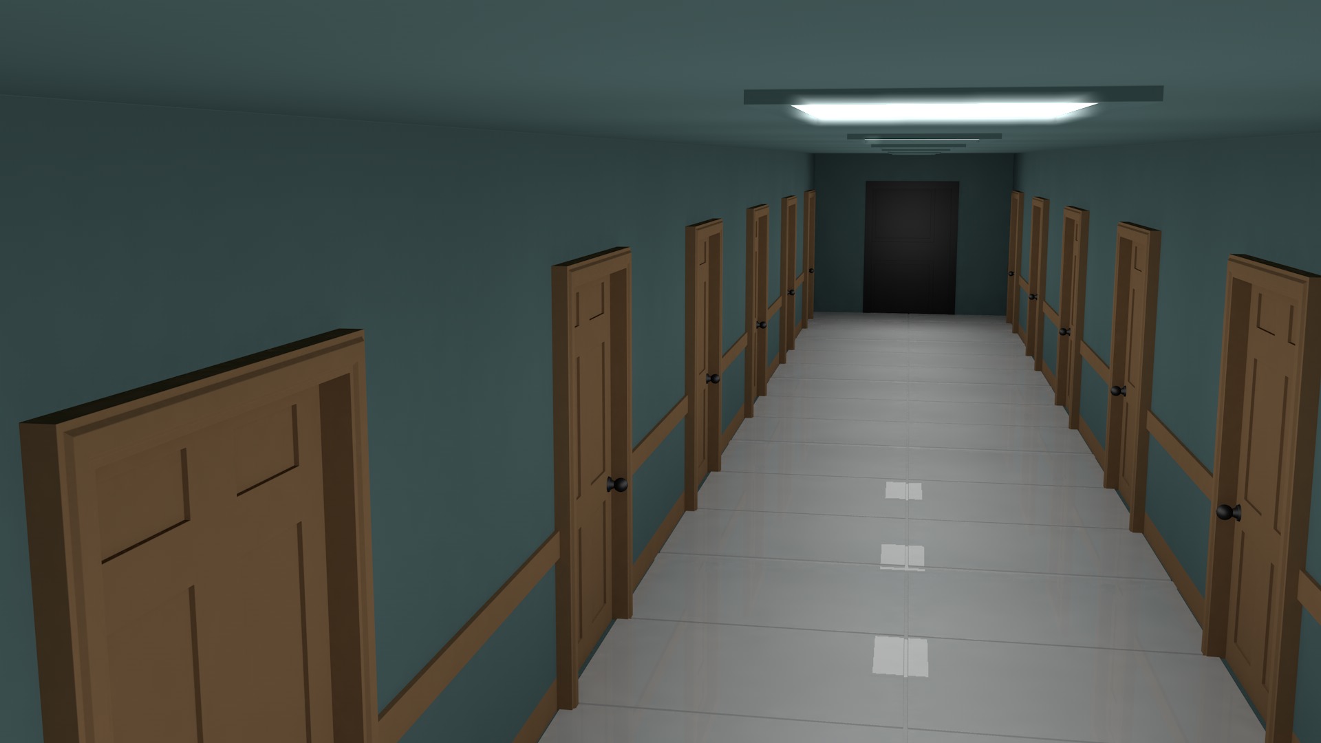 Hotel Corridor Low-poly 3D model_4