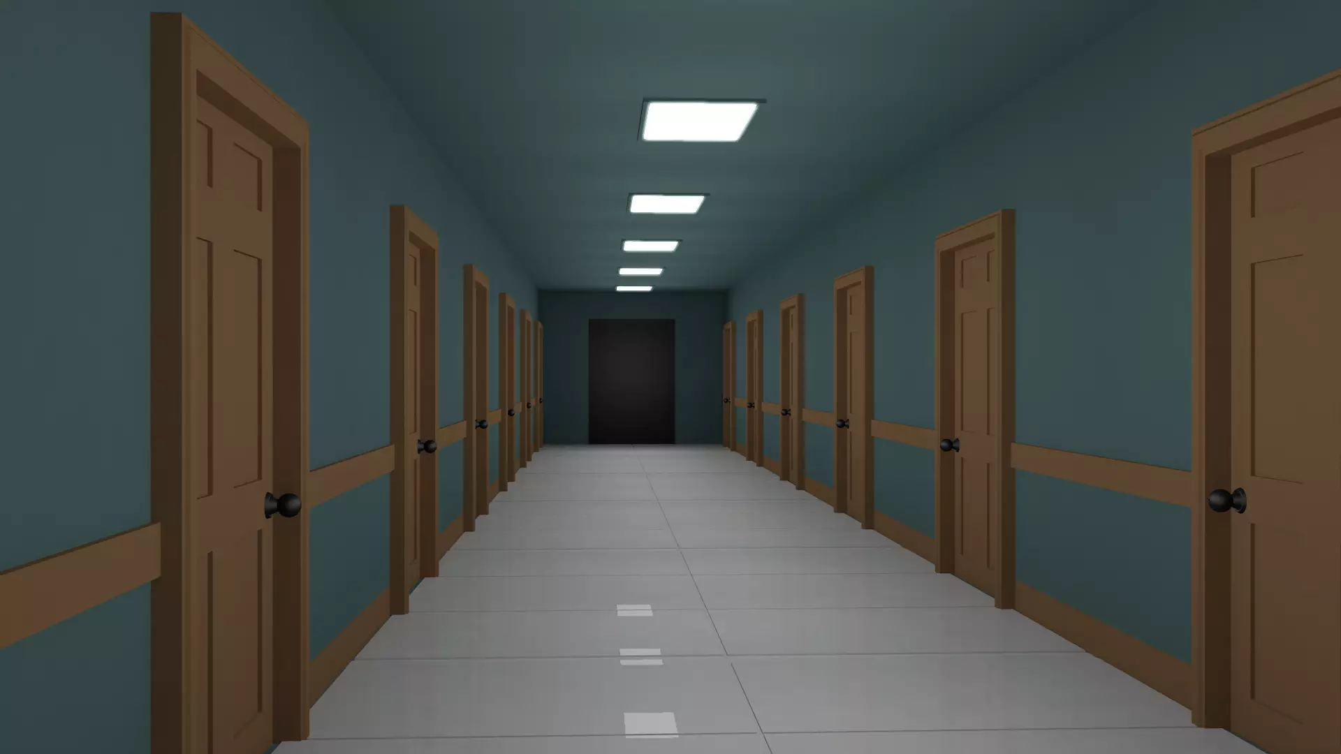 Hotel Corridor Low-poly 3D model_0
