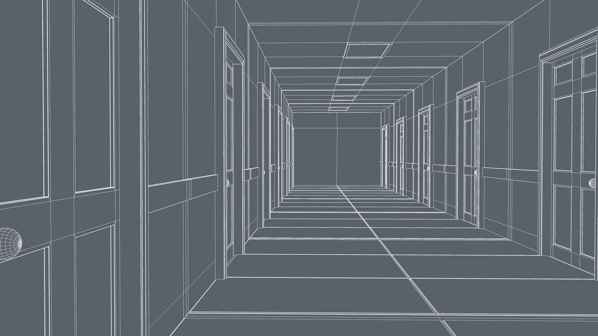 Hotel Corridor Low-poly 3D model_15