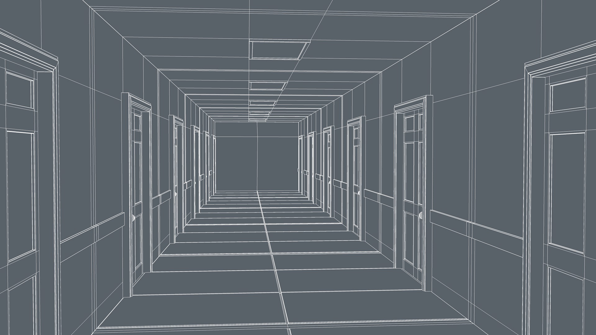 Hotel Corridor Low-poly 3D model_14