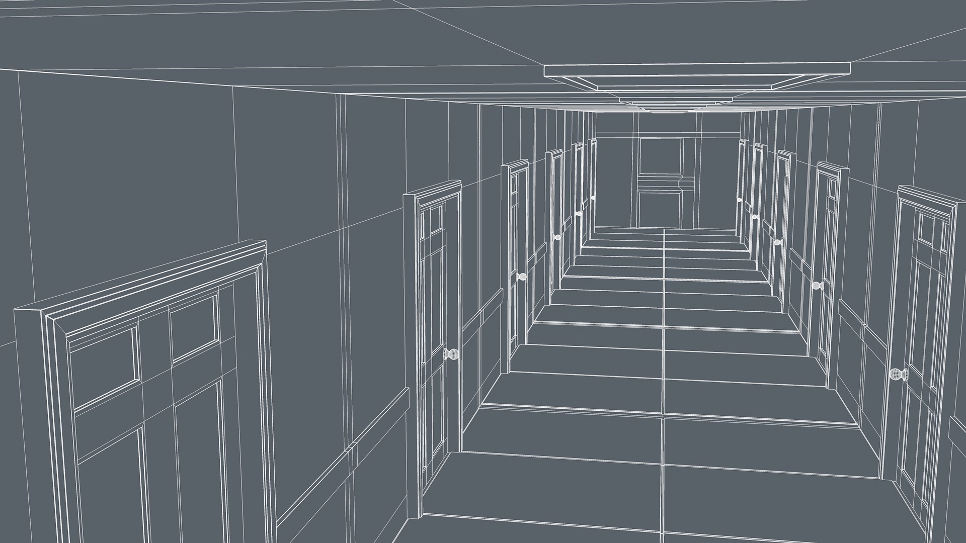 Hotel Corridor Low-poly 3D model_12