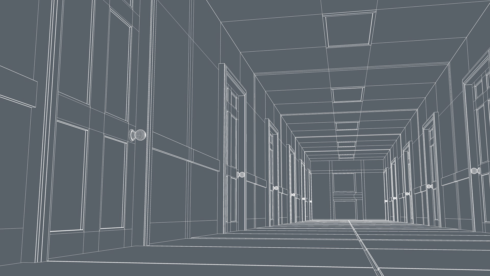 Hotel Corridor Low-poly 3D model_11