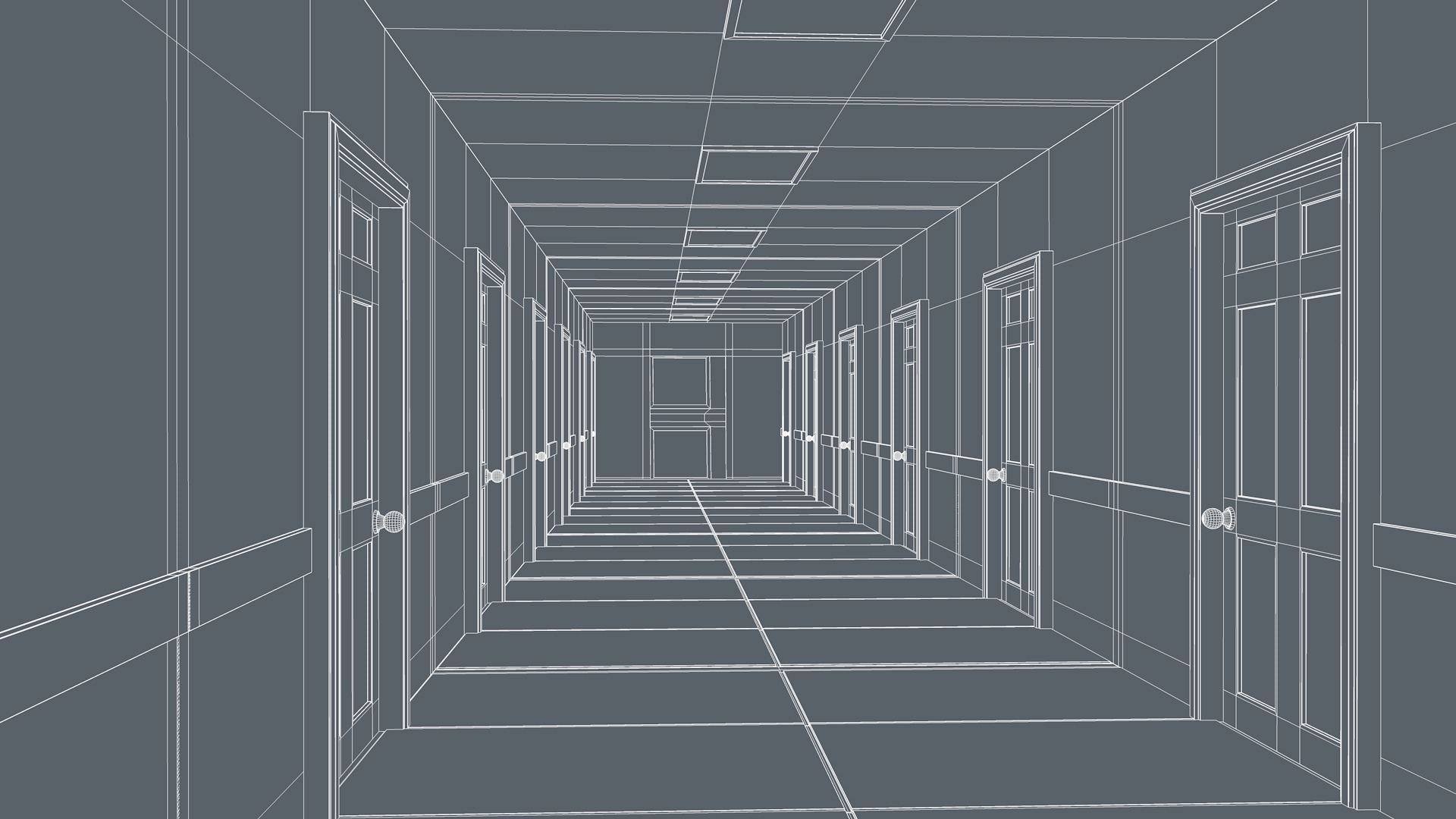 Hotel Corridor Low-poly 3D model_9