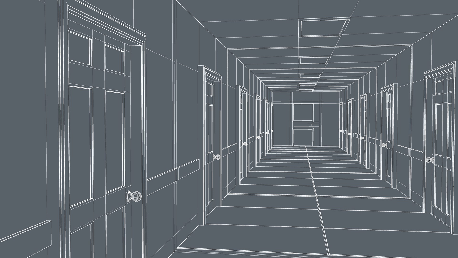 Hotel Corridor Low-poly 3D model_13