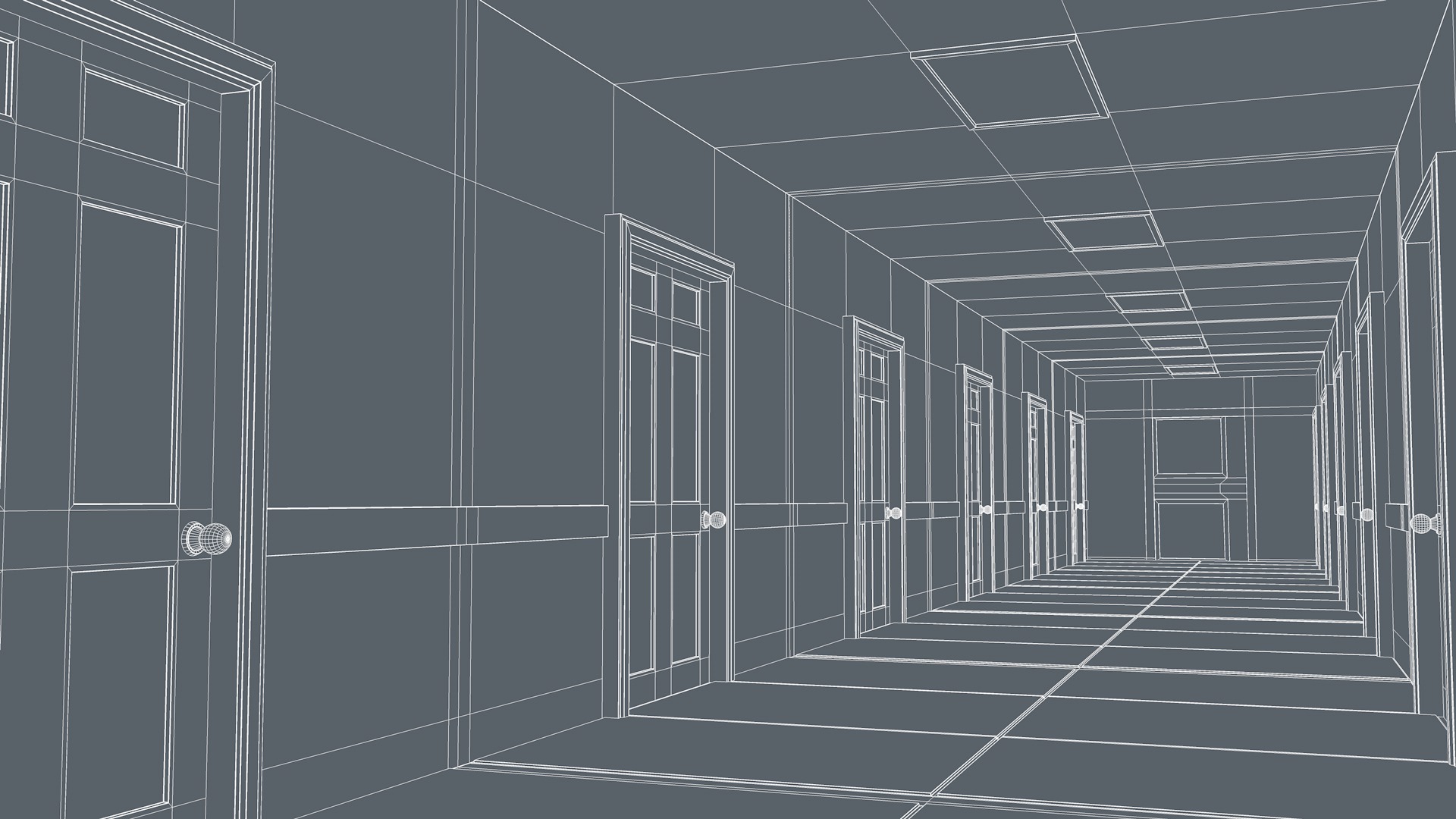 Hotel Corridor Low-poly 3D model_10