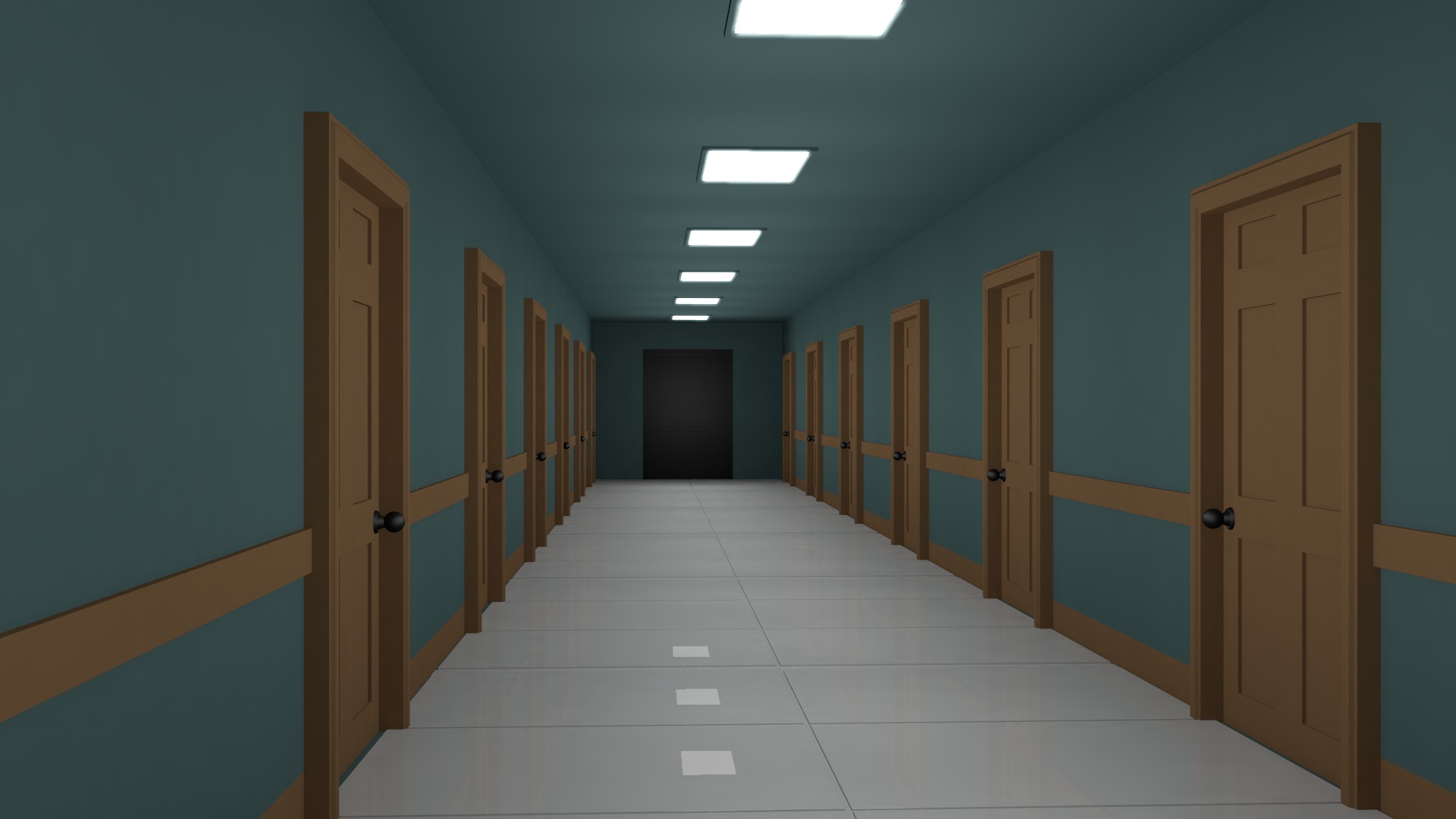 Hotel Corridor Low-poly 3D model_1