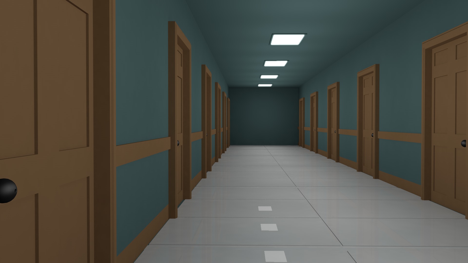 Hotel Corridor Low-poly 3D model_7