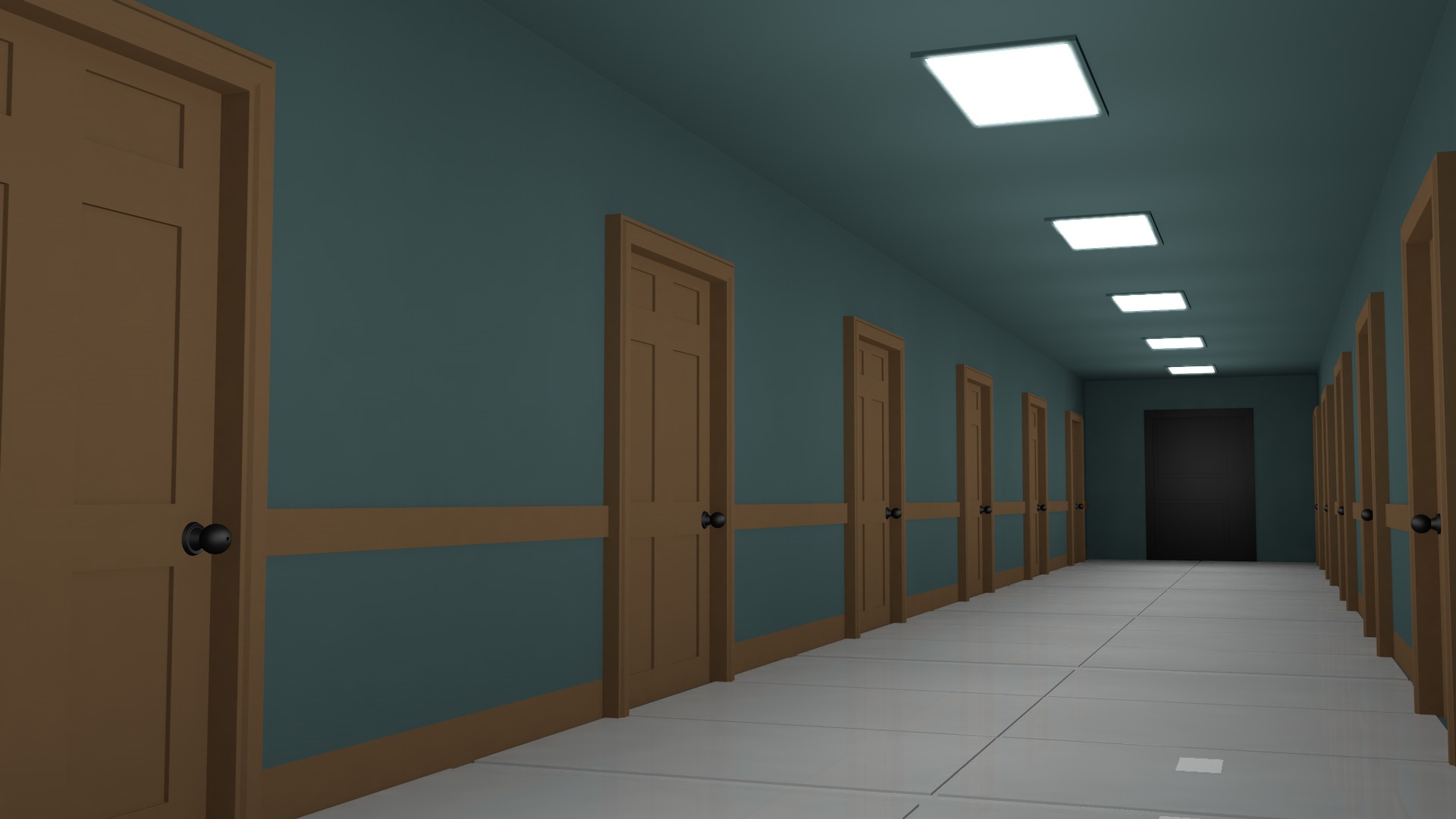 Hotel Corridor Low-poly 3D model_2