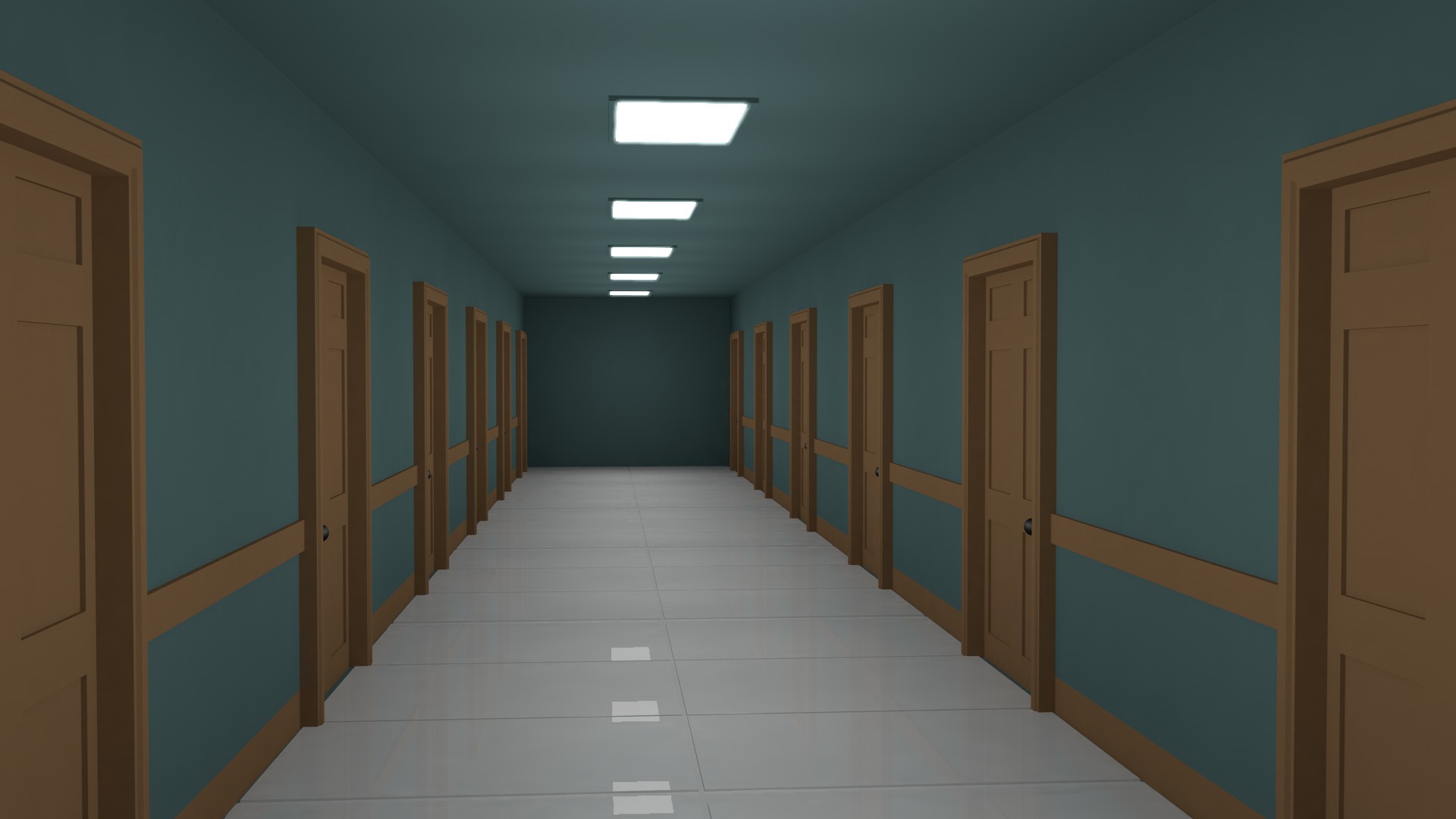 Hotel Corridor Low-poly 3D model_6