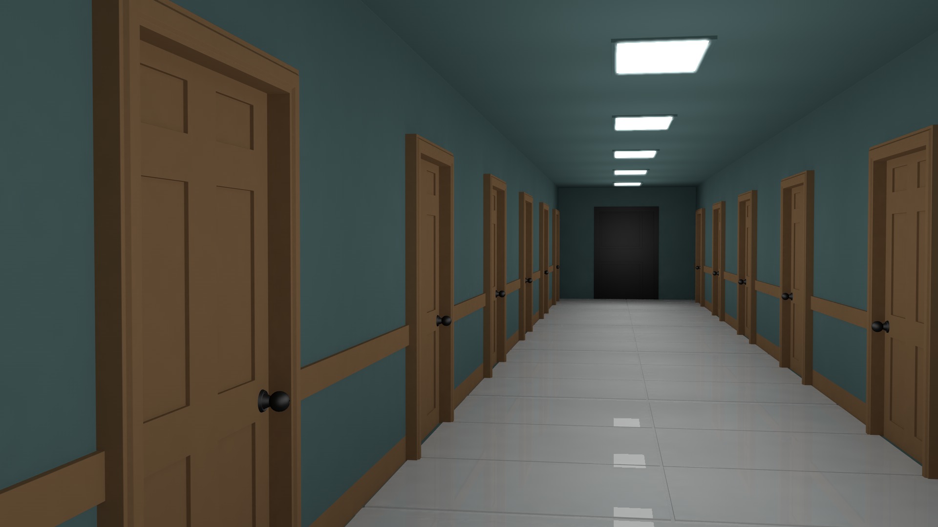 Hotel Corridor Low-poly 3D model_5