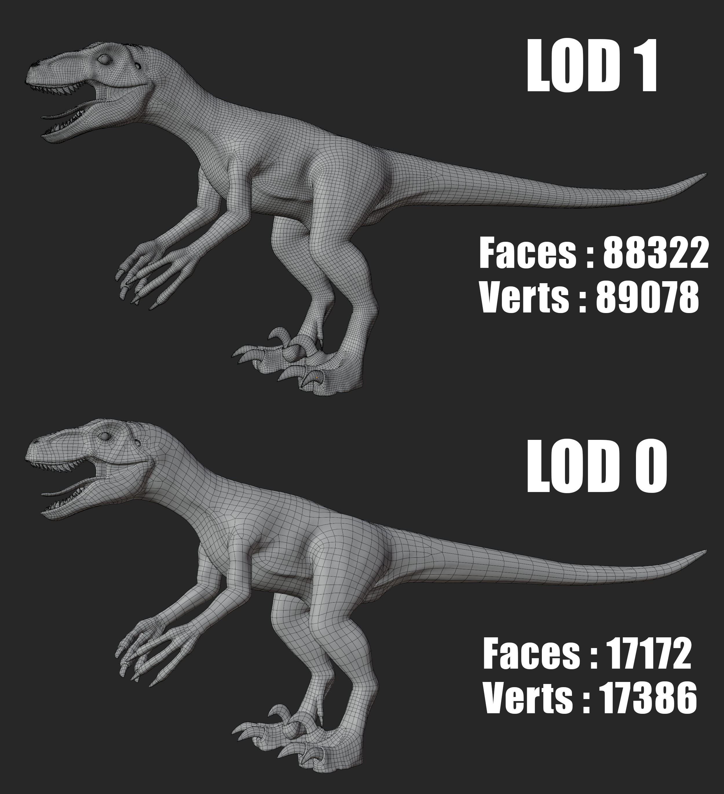 Velociraptor Low-poly 3D model_15