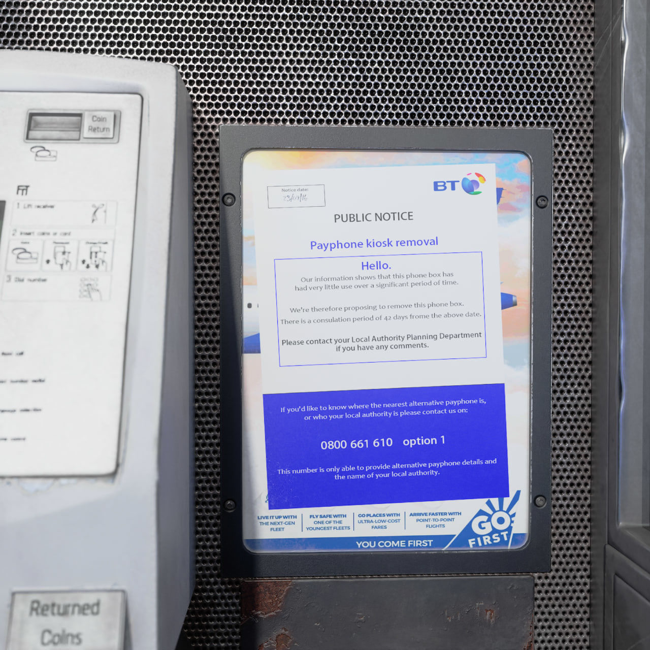 Retro Phonebooth 1990 Low-poly 3D model_3