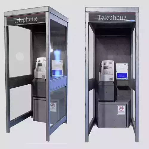 Retro Phonebooth 1990 Low-poly 3D model