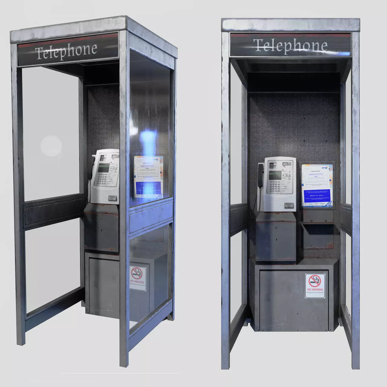 Retro Phonebooth 1990 Low-poly 3D model_0