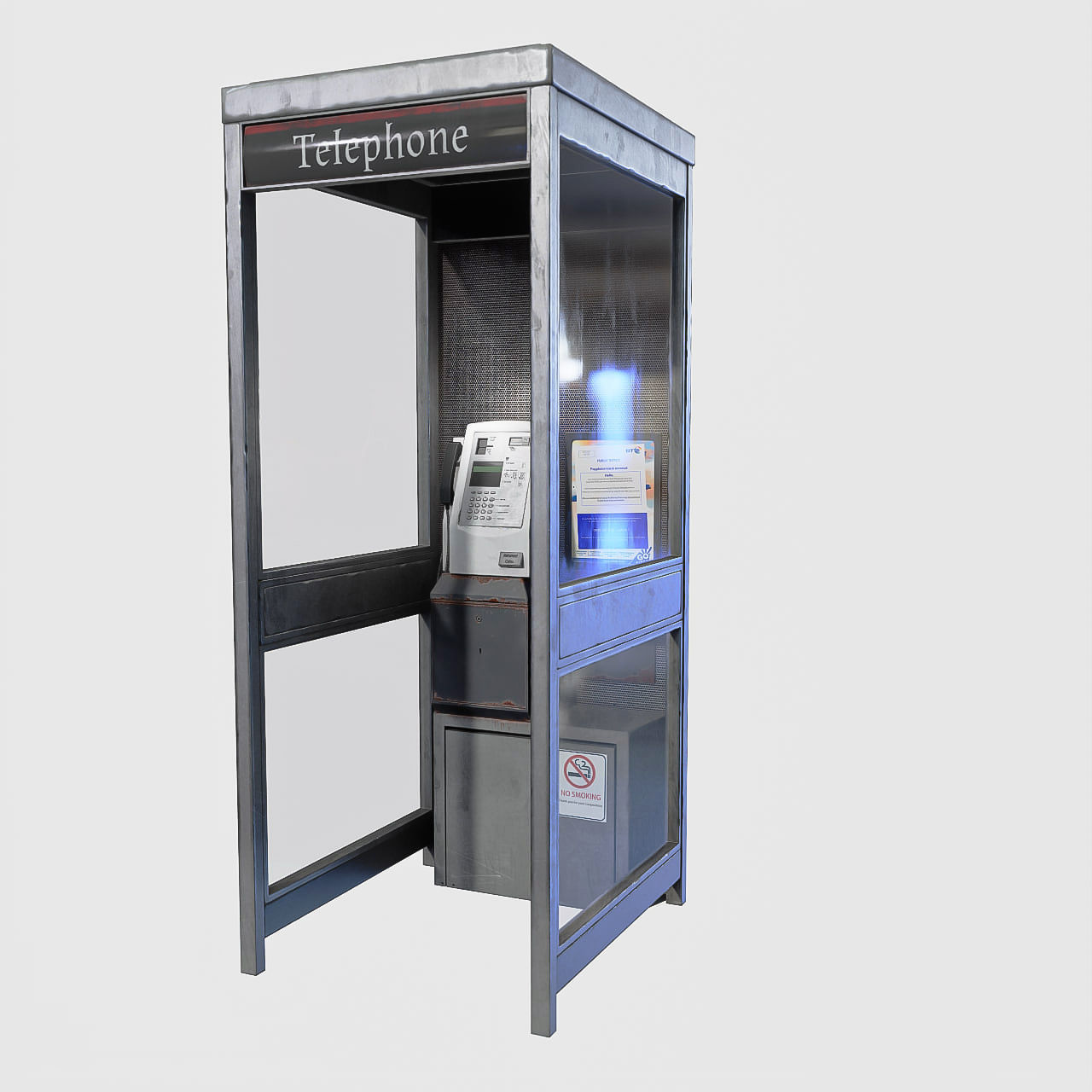 Retro Phonebooth 1990 Low-poly 3D model_4