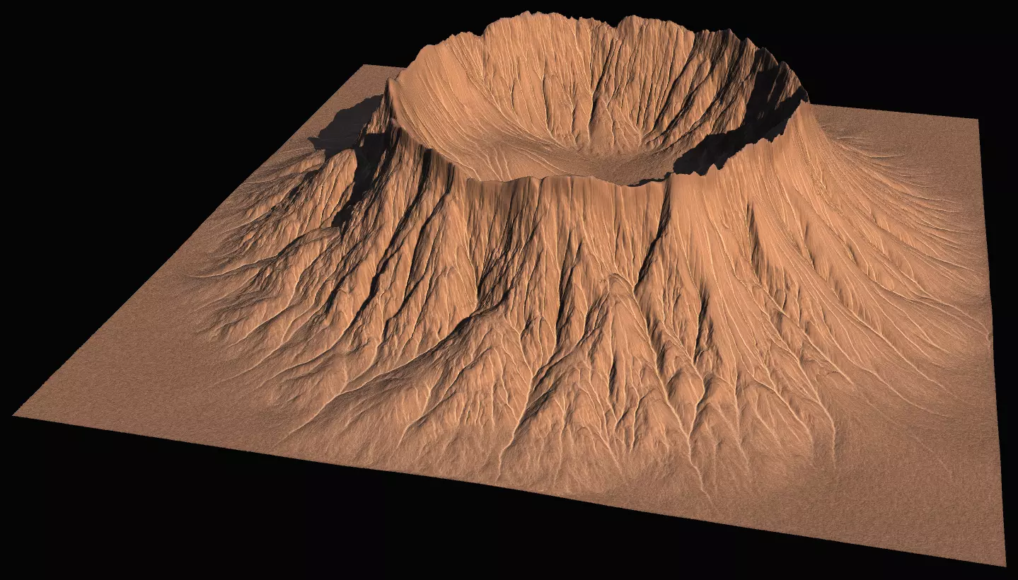 High-polly Desert Mountain Crater 3D model