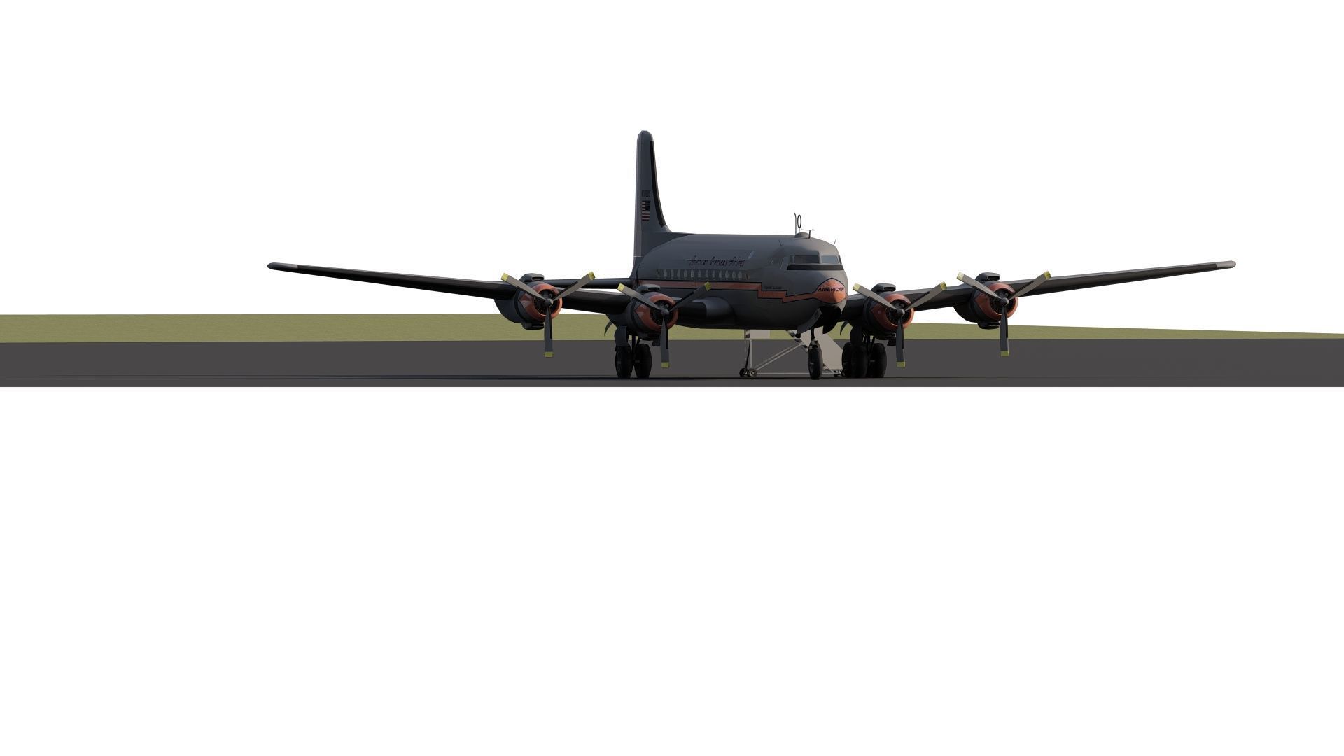 AMERICAN OVERSEAS AIRLINES CONSTELLATION L-049 and DOUGLAS DC-4 3D model_9
