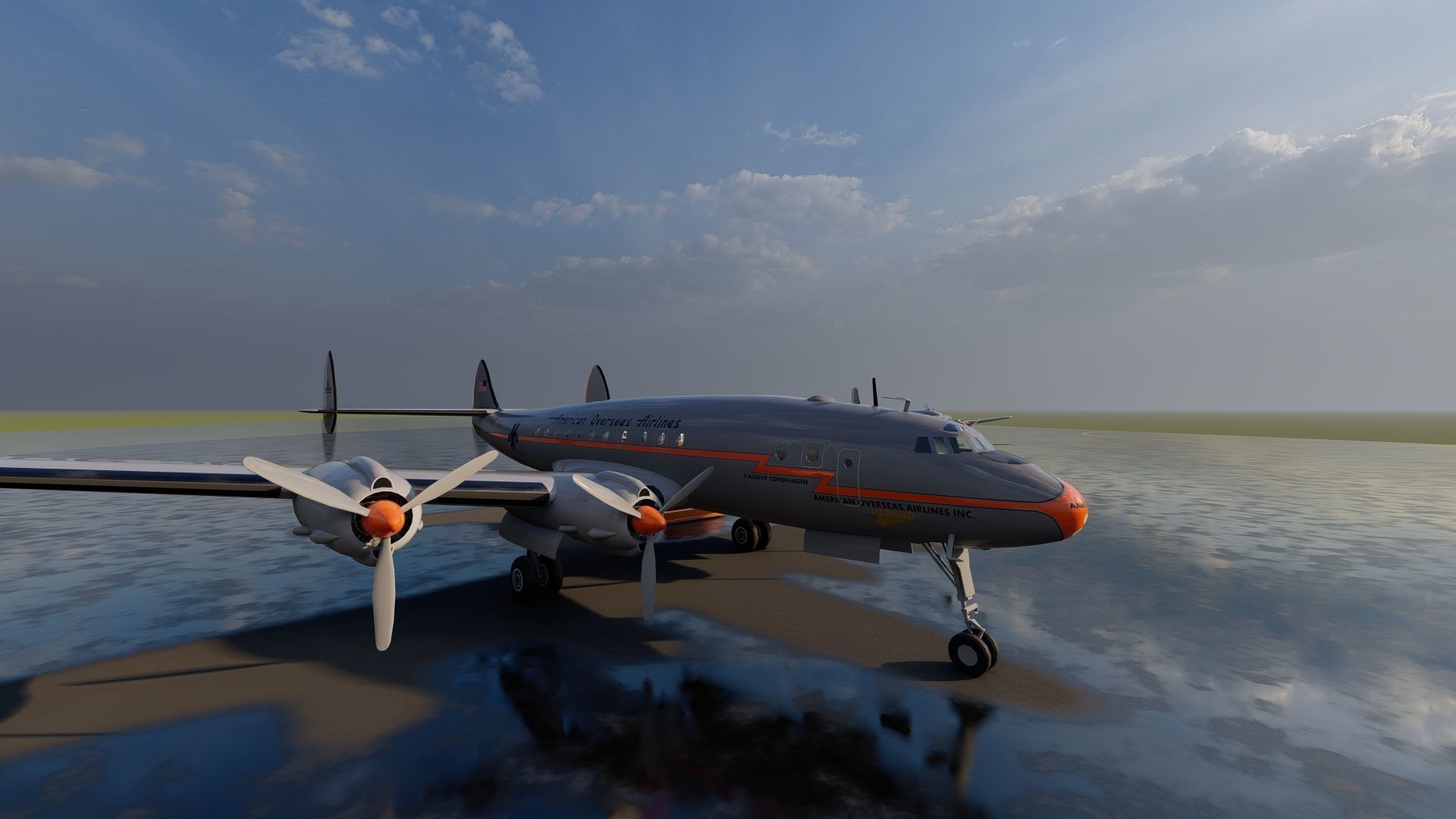 AMERICAN OVERSEAS AIRLINES CONSTELLATION L-049 and DOUGLAS DC-4 3D model_44