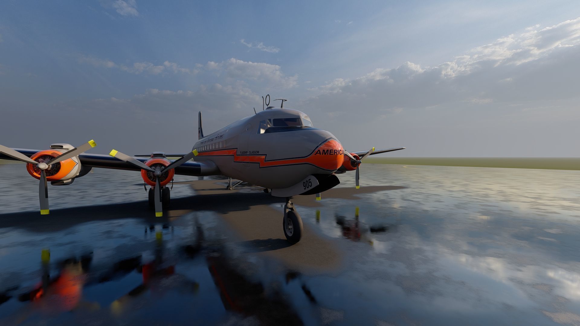 AMERICAN OVERSEAS AIRLINES CONSTELLATION L-049 and DOUGLAS DC-4 3D model_45