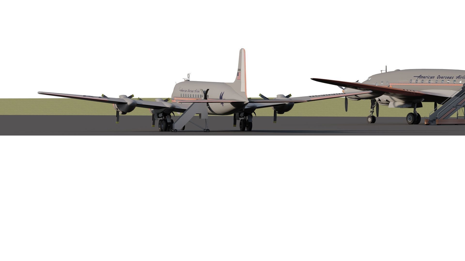 AMERICAN OVERSEAS AIRLINES CONSTELLATION L-049 and DOUGLAS DC-4 3D model_1