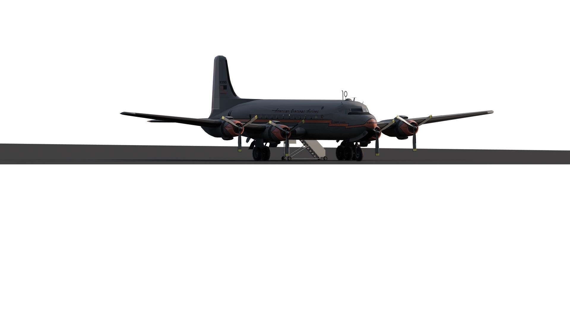 AMERICAN OVERSEAS AIRLINES CONSTELLATION L-049 and DOUGLAS DC-4 3D model_8