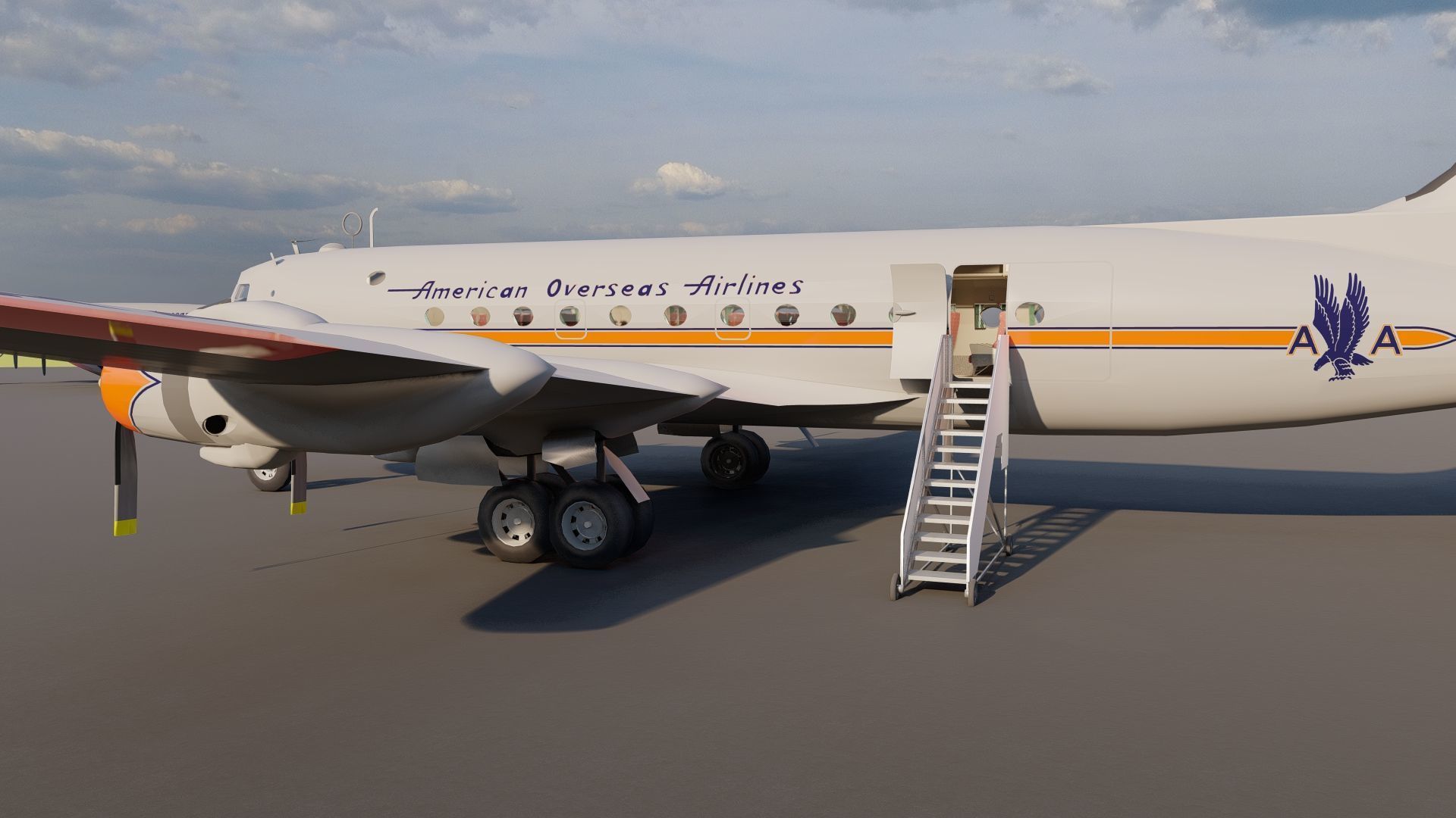 AMERICAN OVERSEAS AIRLINES CONSTELLATION L-049 and DOUGLAS DC-4 3D model_20