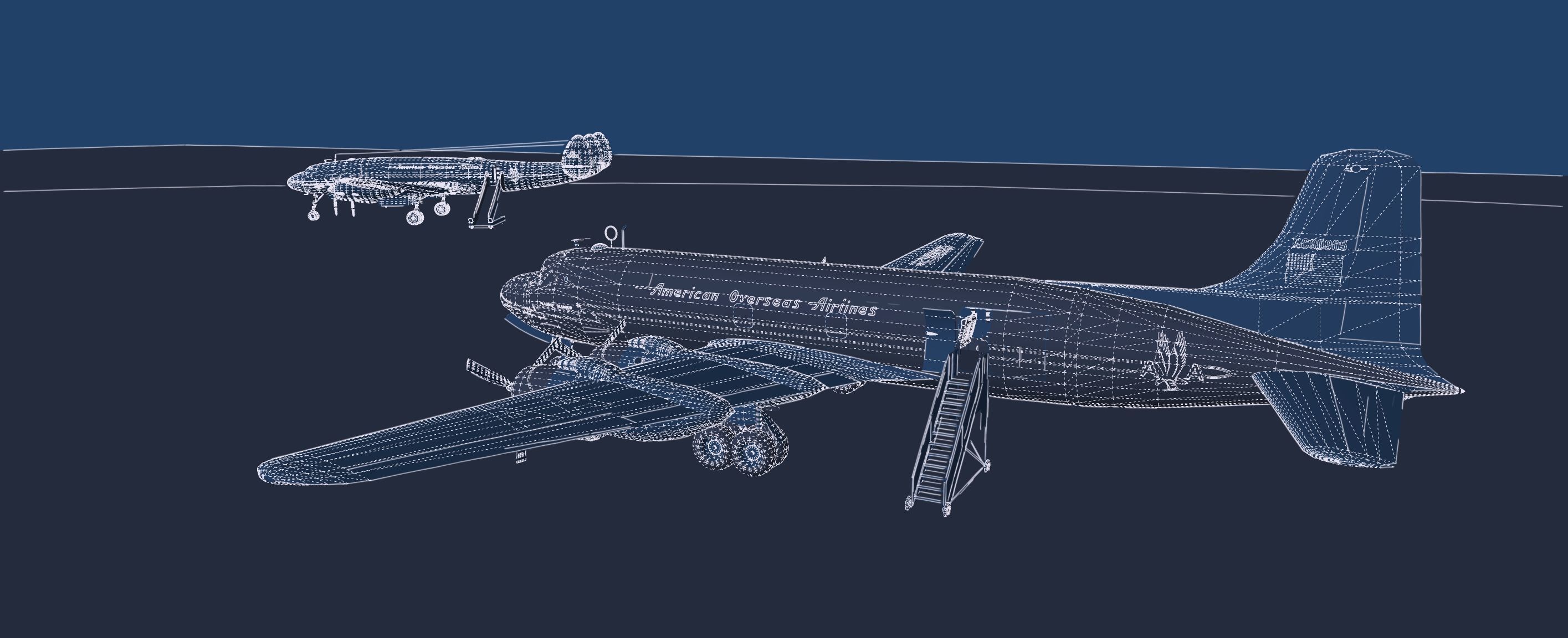AMERICAN OVERSEAS AIRLINES CONSTELLATION L-049 and DOUGLAS DC-4 3D model_50