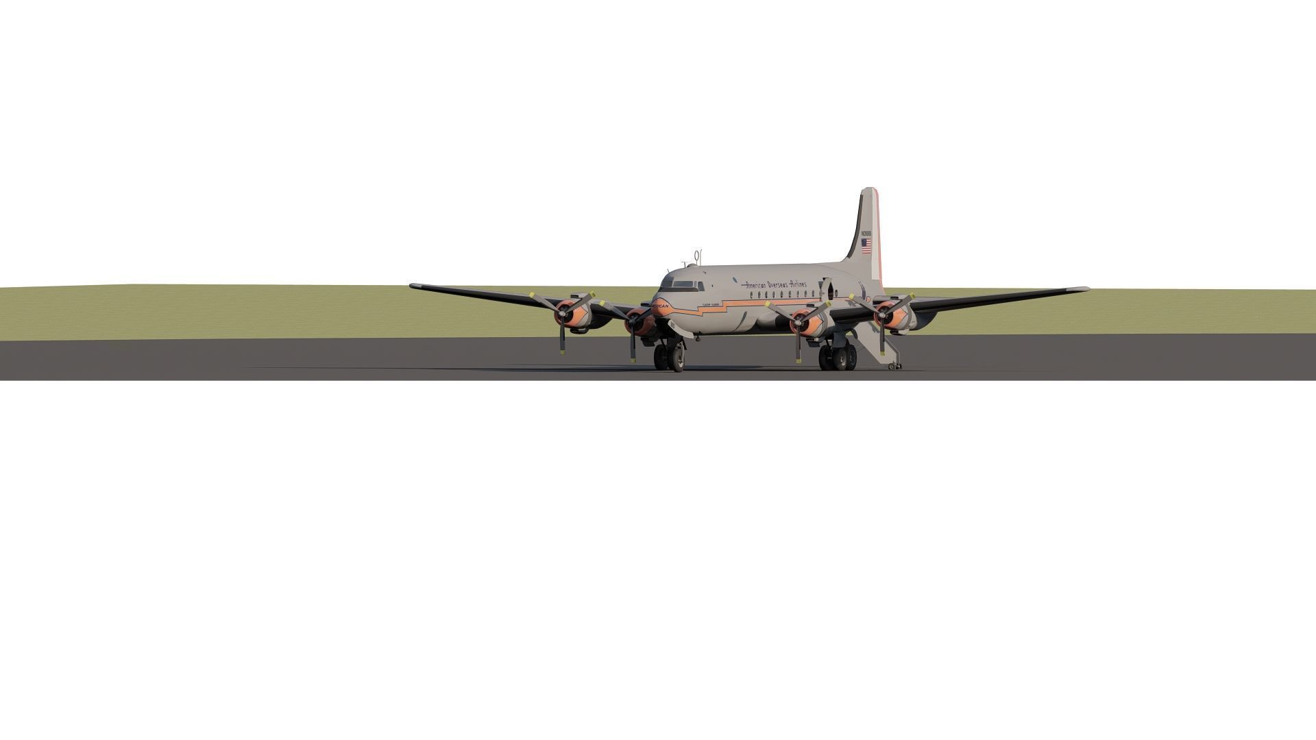 AMERICAN OVERSEAS AIRLINES CONSTELLATION L-049 and DOUGLAS DC-4 3D model_12