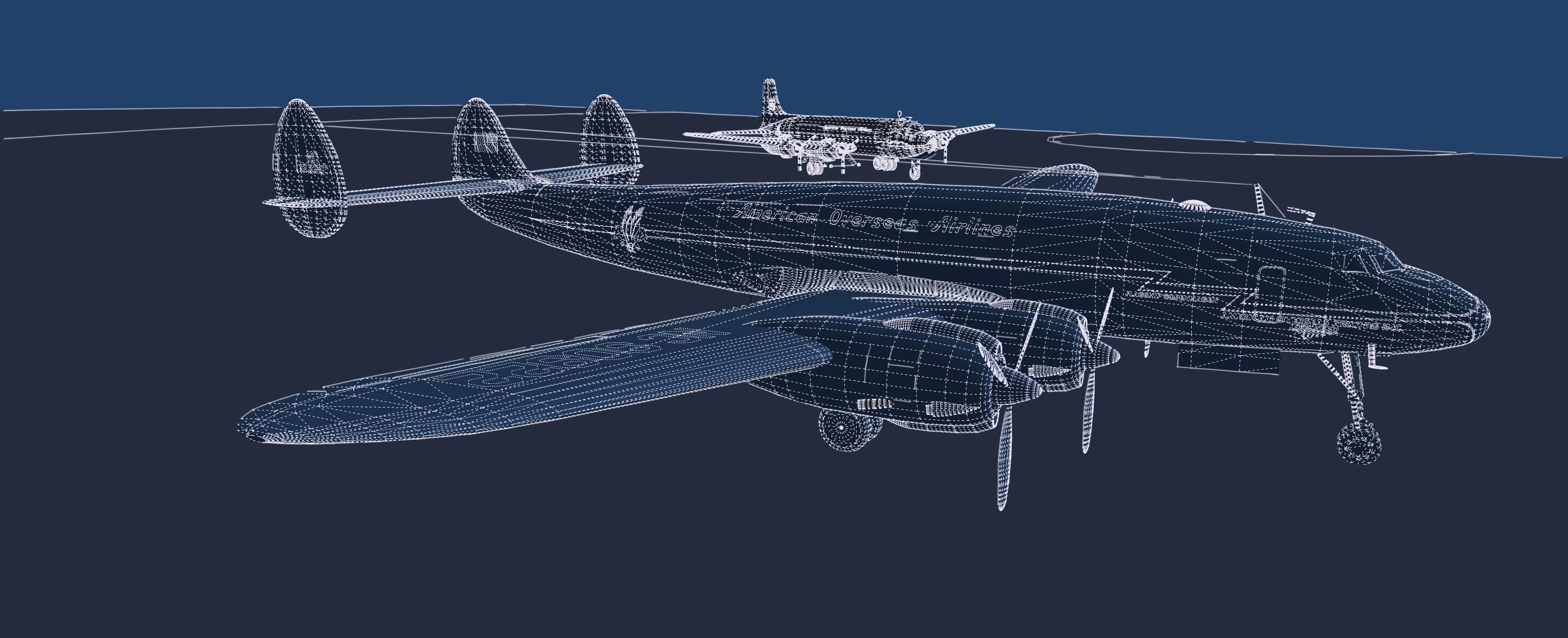 AMERICAN OVERSEAS AIRLINES CONSTELLATION L-049 and DOUGLAS DC-4 3D model_53