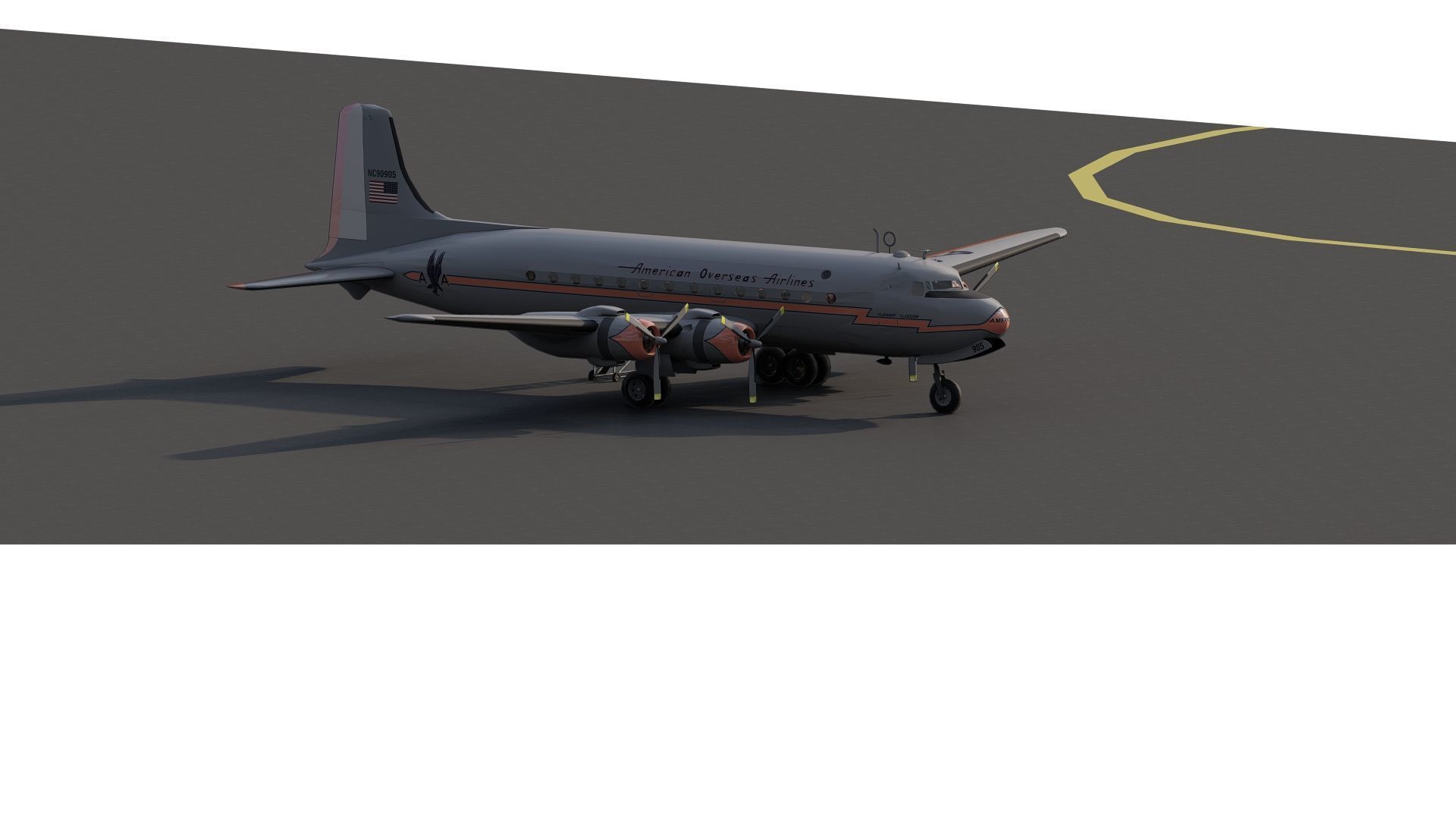AMERICAN OVERSEAS AIRLINES CONSTELLATION L-049 and DOUGLAS DC-4 3D model_7