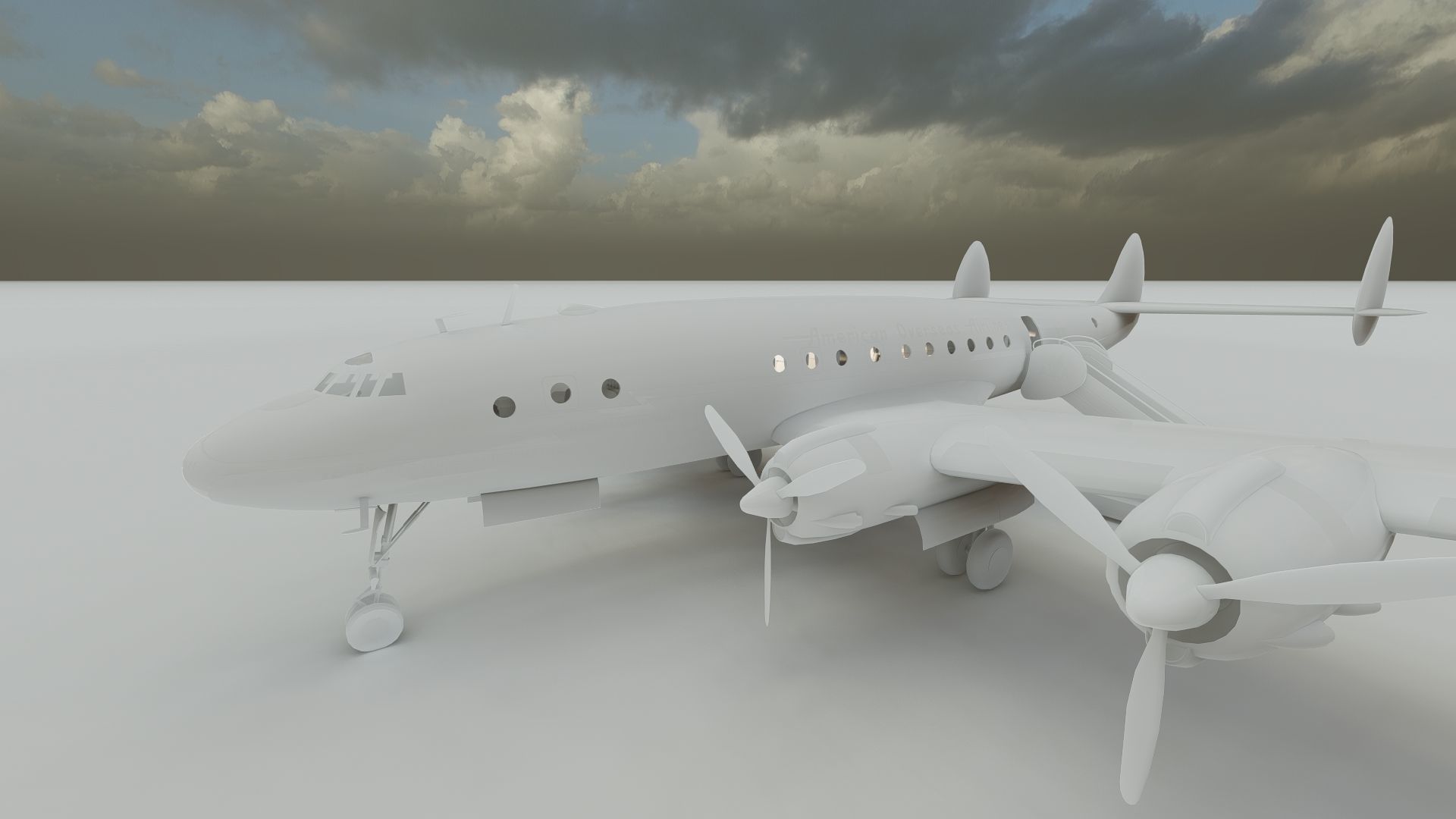 AMERICAN OVERSEAS AIRLINES CONSTELLATION L-049 and DOUGLAS DC-4 3D model_49