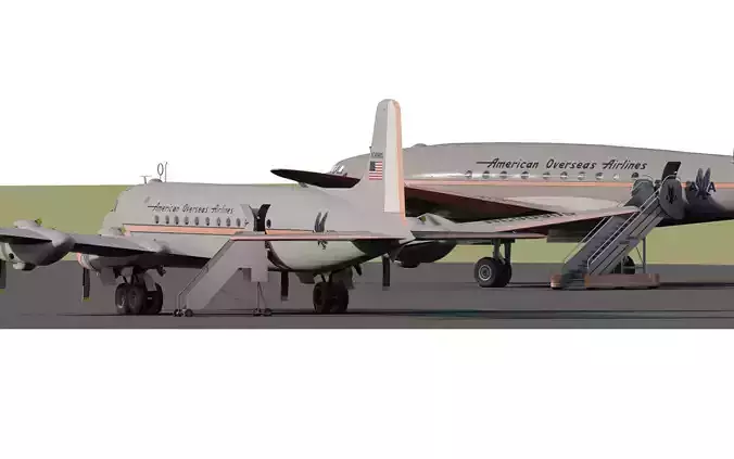 AMERICAN OVERSEAS AIRLINES CONSTELLATION L-049 and DOUGLAS DC-4 3D model